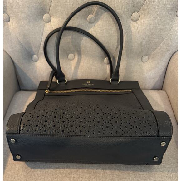 Kate Spade Perri Lane Bubbles Lynne Perforated Leather Tote Blue Bag - Picture 8 of 16